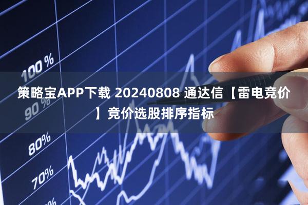 策略宝APP下载 20240808 通达信【雷电竞价】竞价选股排序指标